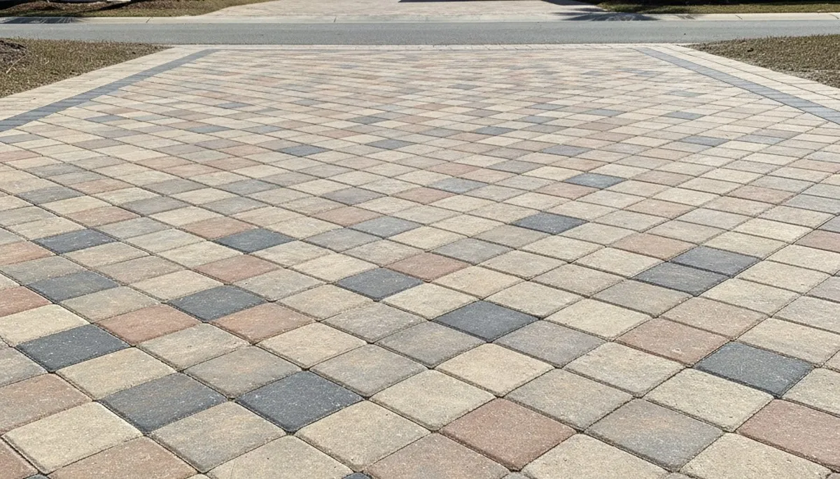 Interlocking paver driveway installation in Myrtle Beach SC by Chop Chop Landscaping
