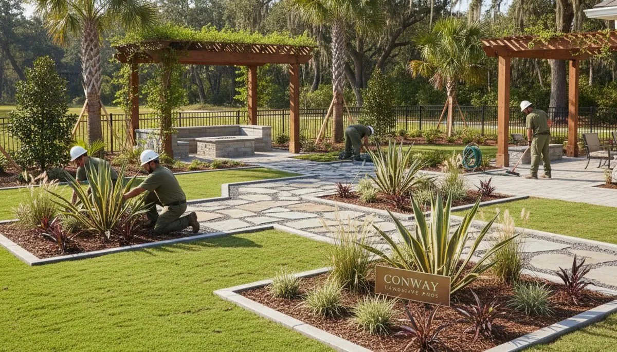 Myrtle Beach, SC landscaping crew providing professional lawn care and yard maintenance services